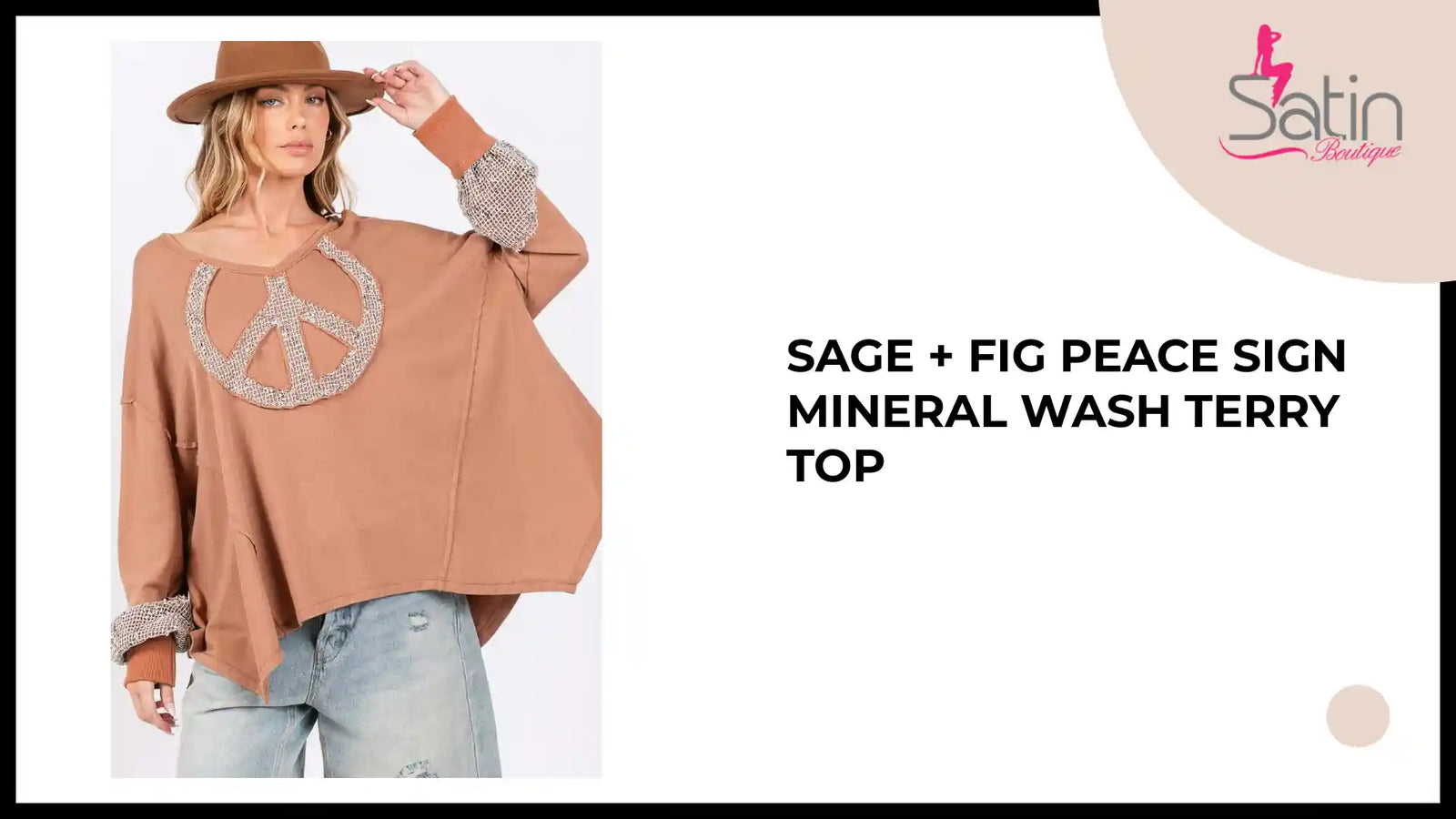 SAGE + FIG Peace Sign Mineral Wash Terry Top by@Outfy