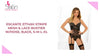 Escante 37745H Stripe Mesh &amp; Lace Bustier w/Hose, B;ack, S-M-L-XL by@Outfy