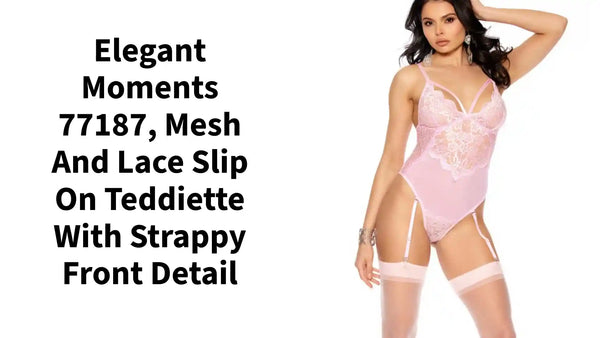 Elegant Moments 77187, Mesh and lace slip on teddiette with strappy front detail by@Outfy