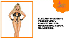 Elegant Moments V2252X Vinyl fishnet halter neck string teddy, nail heads. by@Outfy