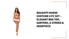 Naughty Nurse Costume 4 Pc Set &ndash; Elegant Bra Top, Garters, G-String &amp; Headpiece by@Outfy