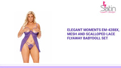 Elegant Moments EM-4288X, Mesh and scalloped lace flyaway babydoll set by@Outfy