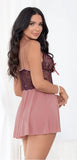 Escante 37597 Lace at mesh babydoll w/cotton lined g-string,