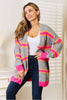 Woven Right Ribbed Long Sleeve Cardigan-Trendsi-Charcoal-S-SatinBoutique