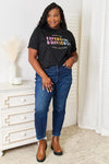 Simply Love Slogan Graphic Cuffed Sleeve T-Shirt, Also in Plus sizes-Trendsi-SatinBoutique