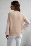 Two-Tone Rib-Knit Dropped Shoulder Sweater Trendsi