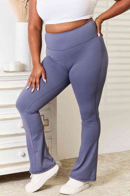 Basic Bae Wide Waistband Bootcut Sports Pants-Trendsi-SatinBoutique