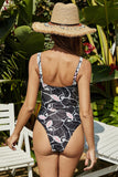 Bedruckter einteiliger Badeanzug mit Twist-Front-Ausschnitt Trendsi