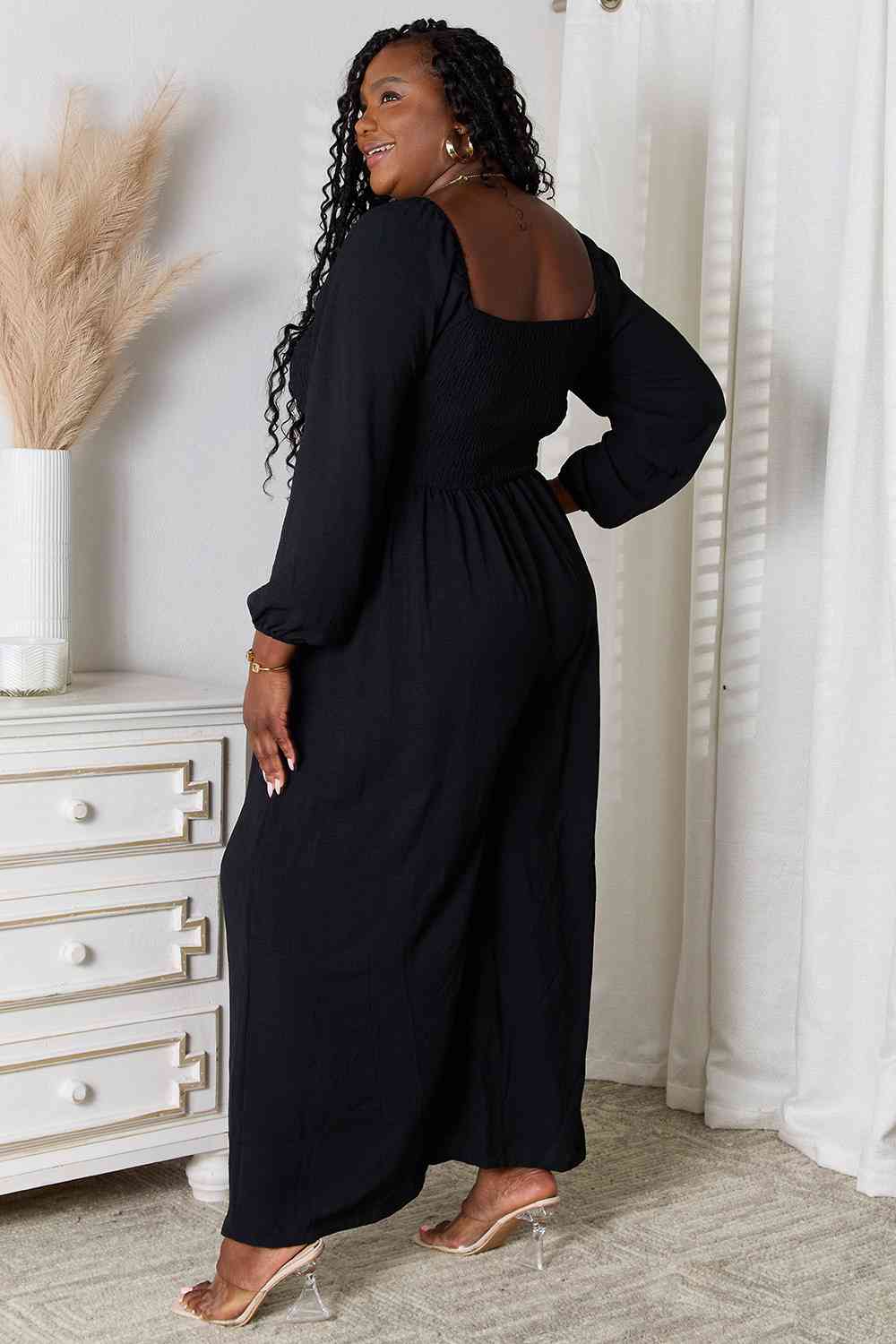 Double Take Square Neck Jumpsuit with Pockets-Trendsi-SatinBoutique