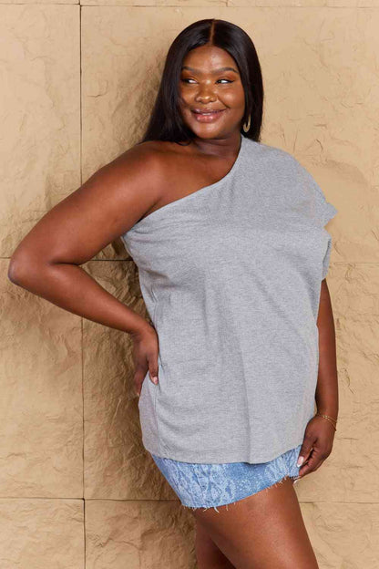 Ninexis in My Groove One Shoulder Loose Top, Also Plus sizes-Trendsi-SatinBoutique