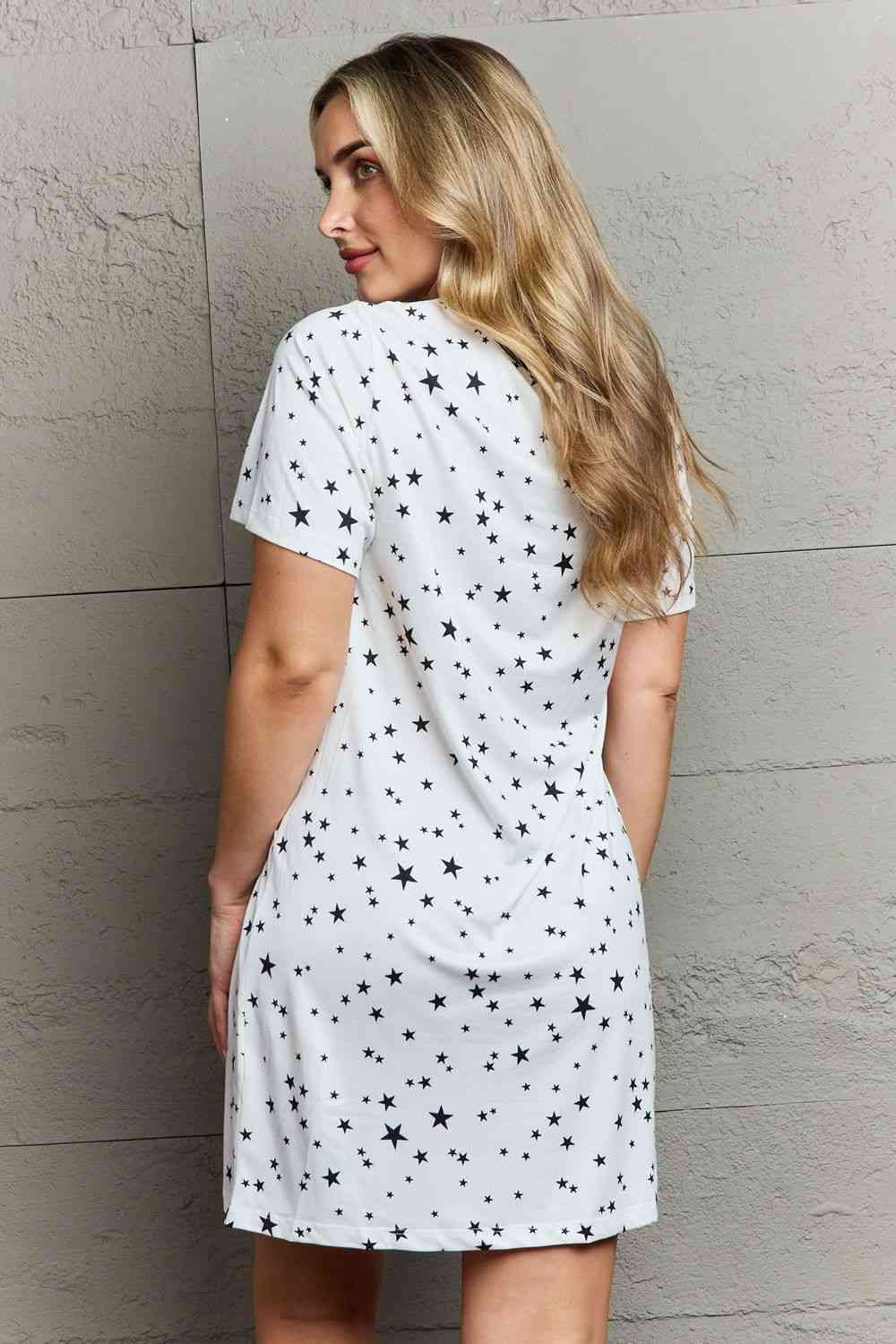 MOON NITE Quilted Quivers Button Down Sleepwear Dress-Trendsi-SatinBoutique