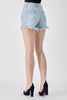 RISEN Frayed Hem Denim Shorts with Fringe Detail Pockets