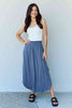 Doublju Comfort Princess Full Size High Waist Scoop Hem Maxi Skirt in Dusty Blue-Trendsi-SatinBoutique