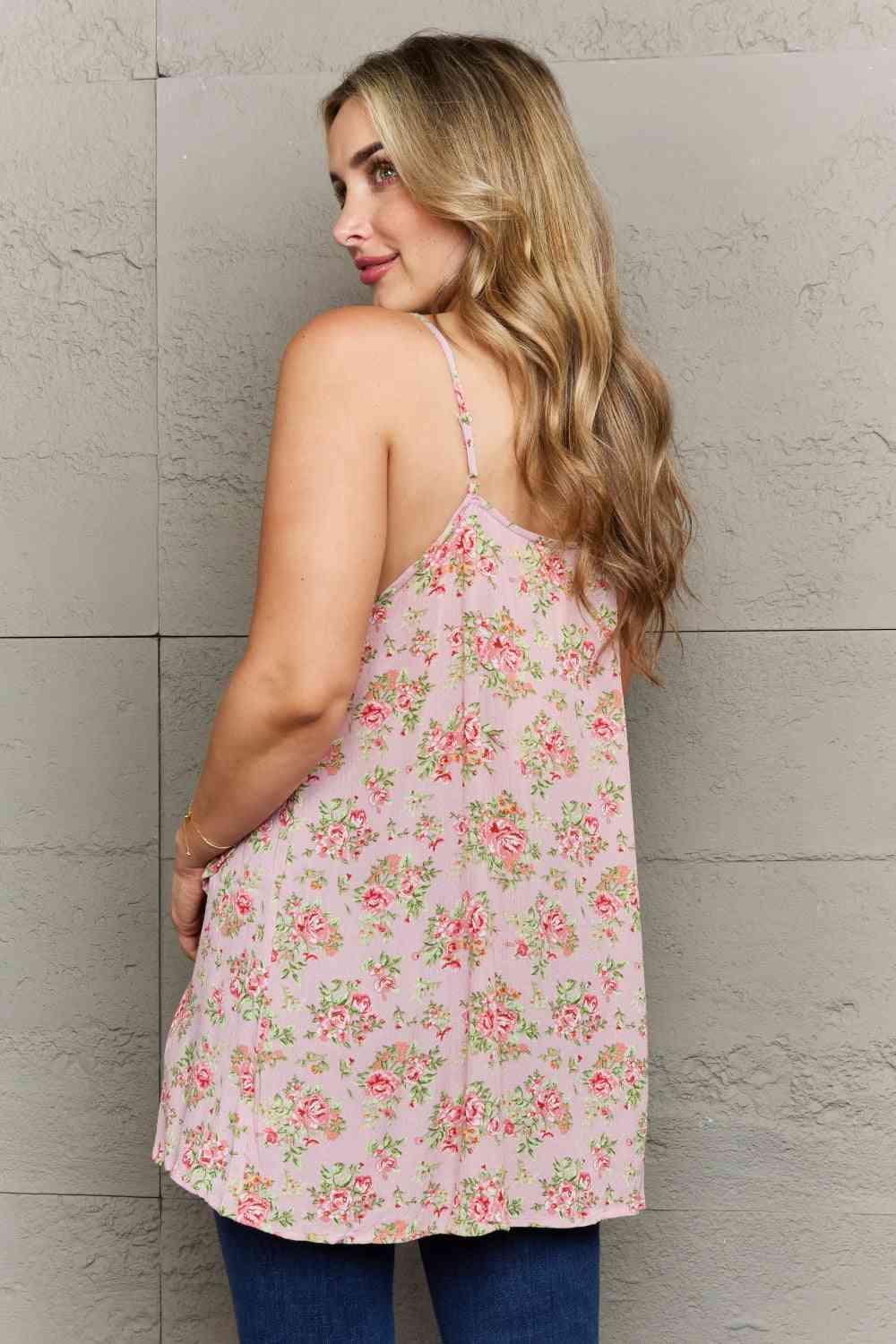 Ninexis Hang Loose Tulip Hem Cami Top in Mauve Floral-Trendsi-SatinBoutique