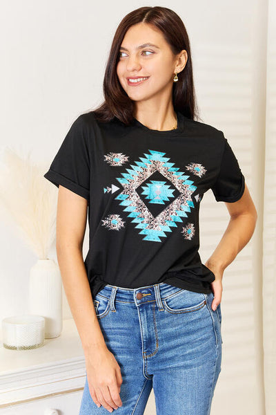 Simply Love Graphic Short Sleeve T-Shirt-Trendsi-Black-S-SatinBoutique