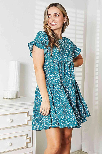 Boho Chic Dress With Short Flounce Sleeves And Tiered Ruffled Design – Perfect For Any Occasion Trendsi