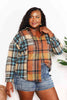 Double Take Plaid Curved Hem Shirt Jacket with Breast Pockets-Trendsi-SatinBoutique