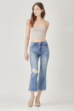 RISEN Bootcut-Jeans im Distressed-Look mit hoher Taille und kurzem Schnitt