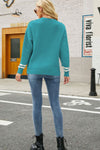 Graphic Round Neck Dropped Shoulder Sweater Trendsi