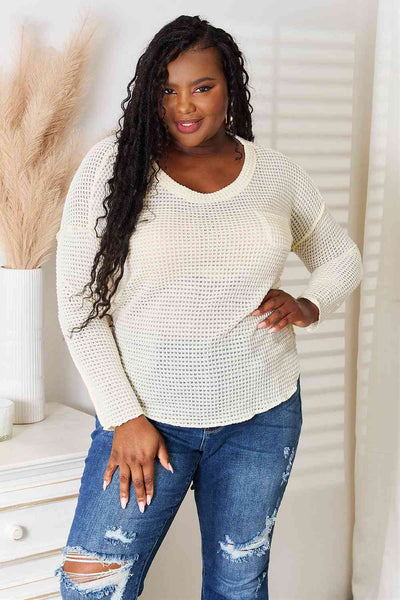 Culture Code Full Size Scoop Neck Patch Pocket Top, Also Plus sizes-Trendsi-Cream-1XL-SatinBoutique