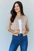 Doublju My Favorite Full Size 3/4 Sleeve Cropped Cardigan in Khaki-Trendsi-Khaki-S-SatinBoutique