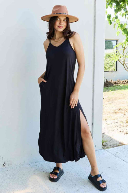 Ninexis Good Energy Full Size Cami Side Slit Maxi Dress in Black, Also in Plus sizes-Trendsi-Black-S-SatinBoutique