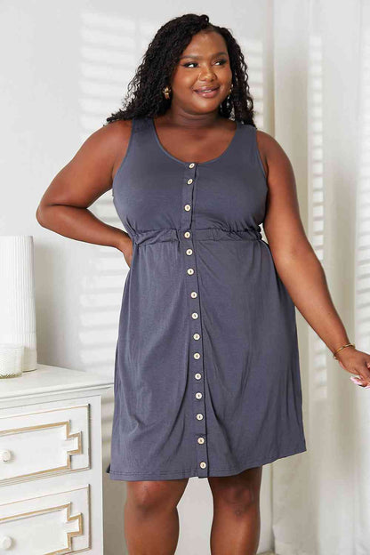 Double Take Sleeveless Button Down Magic Dress, Also Plus sizes-Trendsi-Charcoal-2XL-SatinBoutique