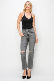 RISEN Distressed Straight Jeans mit hoher Taille