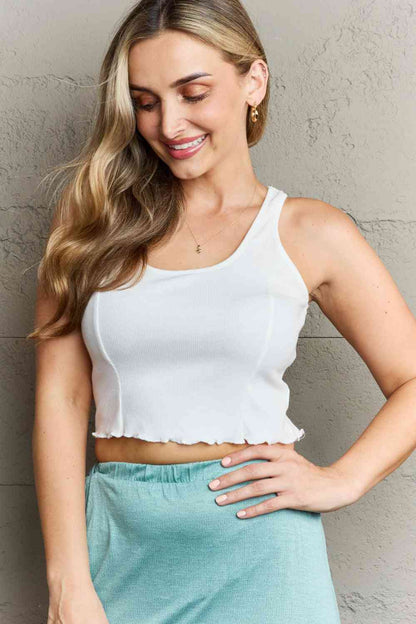 HIDDEN Bow Down Sleeveless Ruffle Crop Top-Trendsi-SatinBoutique