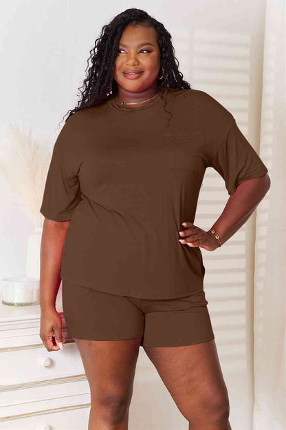 Basic Bae Full Size Soft Rayon Half Sleeve Top and Shorts Set-Trendsi-Chocolate-S-SatinBoutique