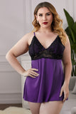 Lace See-Through Plus Size Chemise with ace and criss-cross details on the bust