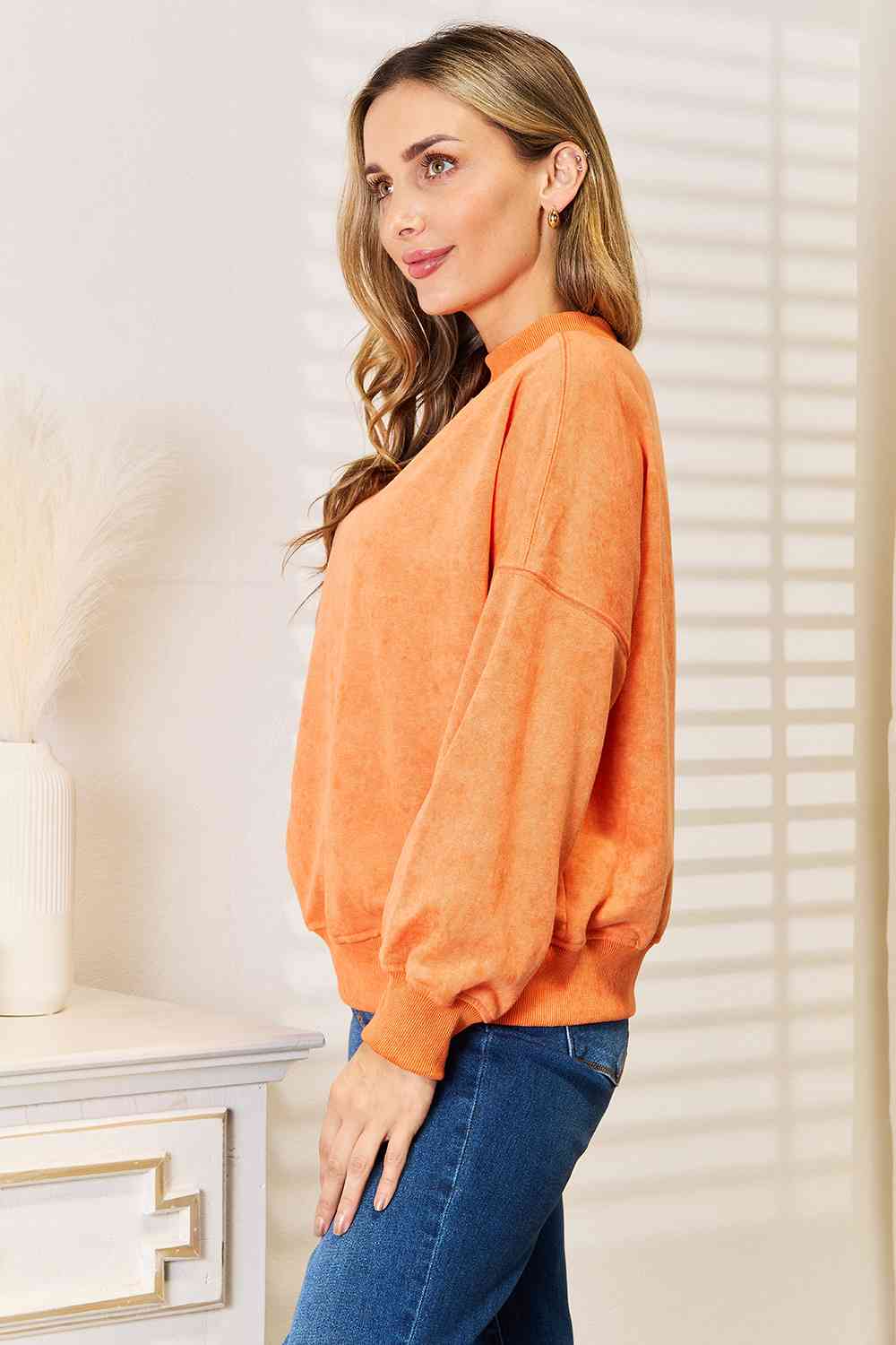 Basic Bae Round Neck Dropped Shoulder Sweatshirt-Trendsi-SatinBoutique