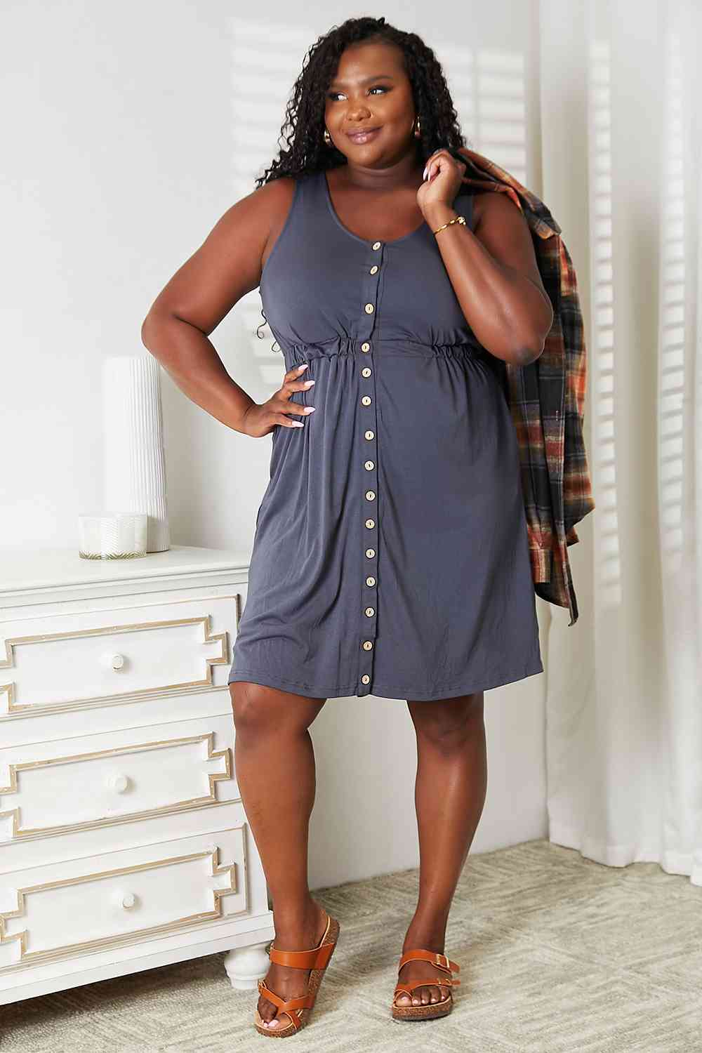 Double Take Sleeveless Button Down Magic Dress, Also Plus sizes-Trendsi-SatinBoutique