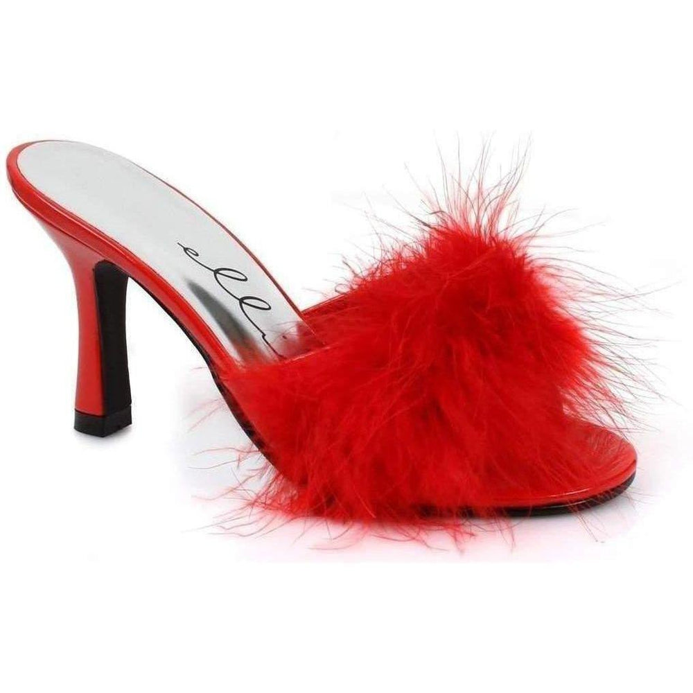 Ellie cipele IS-E-361-Sasha Ženske Maribou papuče sa potpeticom 3.5 inča, crvene, veličina 7 Ellie cipele