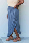 Doublju Comfort Princess Full Size High Waist Scoop Hem Maxi Skirt in Dusty Blue-Trendsi-SatinBoutique