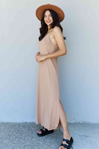 Ninexis Good Energy Full Size Cami Side Slit Maxi Dress in Camel-Trendsi-SatinBoutique