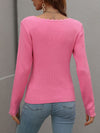 V-Neck Ribbed Knit Top Trendsi