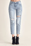 RISEN noodlijdende slanke cropped jeans