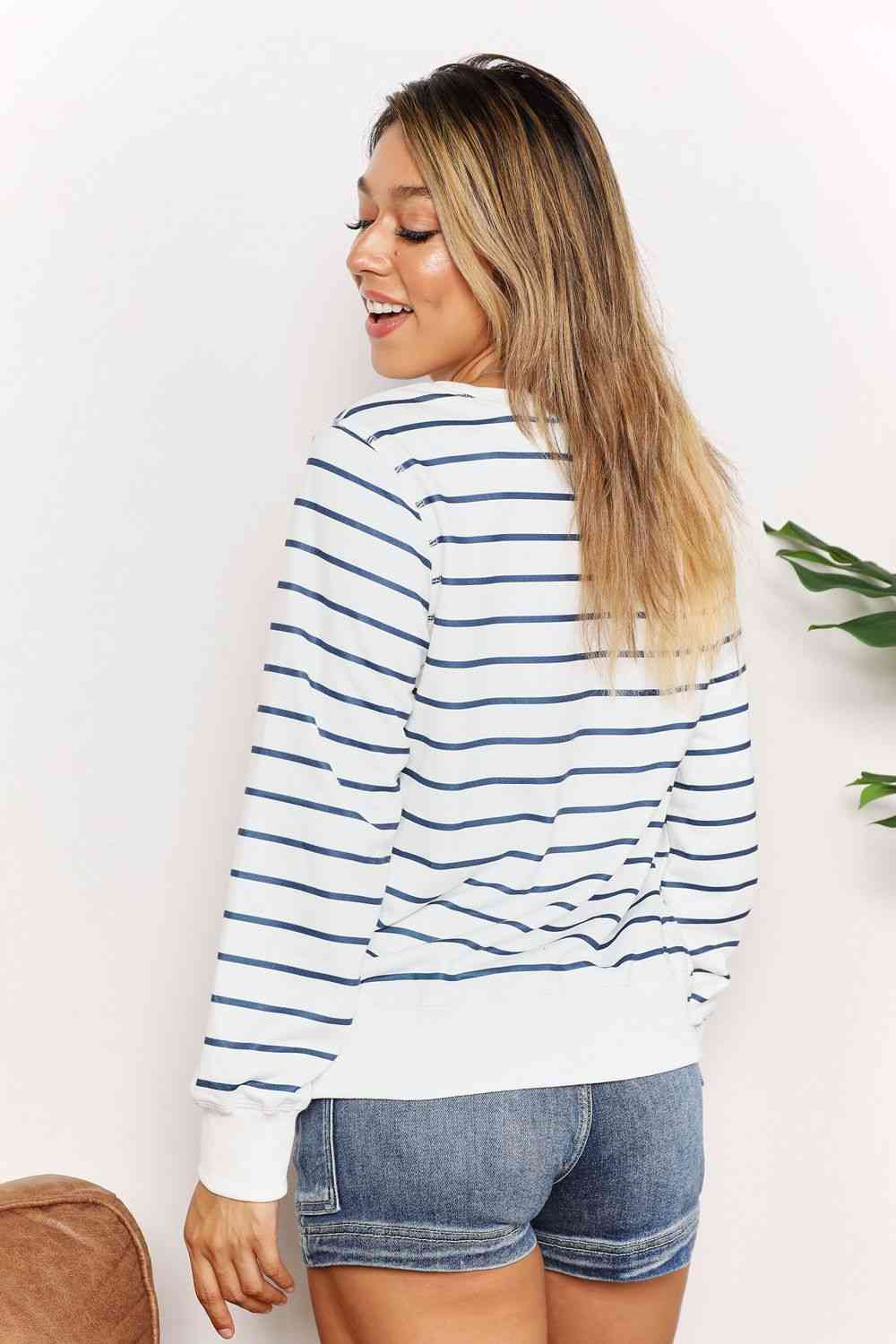 Double Take Striped Long Sleeve Round Neck Top-Trendsi-SatinBoutique