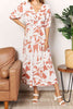 Double Take Printed Surplice Balloon Sleeve Dress-Trendsi-SatinBoutique