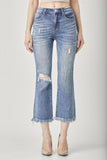 RISEN Bootcut-Jeans im Distressed-Look mit hoher Taille und kurzem Schnitt