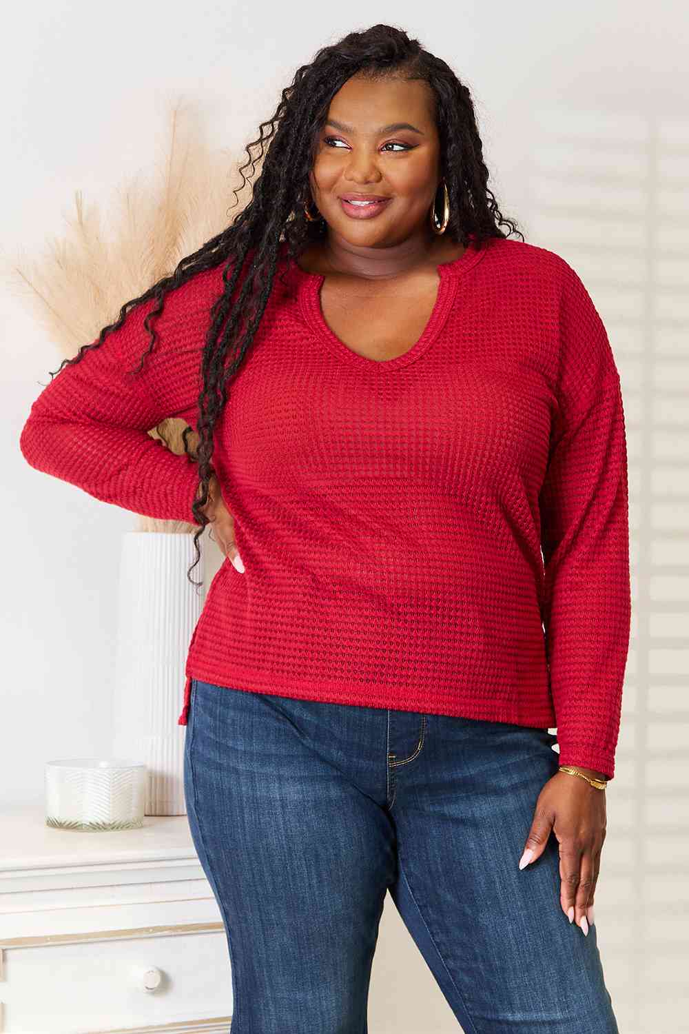 Culture Code Full Size Wide Notch Relax Top, Also in Plus sizes-Trendsi-SatinBoutique