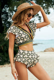 Printed Flutter Sleeve Ruffled Two-Piece Swimsuit Trendsi