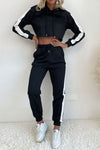 Side Stripe Cropped Hoodie and Jogger Set Trendsi