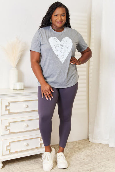 Simply Love Heart Graphic Cuffed Short Sleeve T-Shirt-Trendsi-SatinBoutique