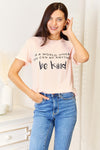Simply Love Slogan Grafisk T-skjorte med mansjetter, også i store størrelser-Trendsi-Blush Pink-S-SatinBoutique