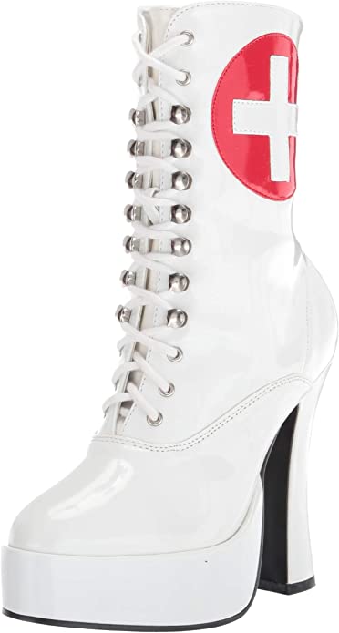 Ellie Shoes IS-E-557-Nurse 5.5 "Heel Ankle Nurse Women's Boot Costume Boot White، 7 Ellie Shoes