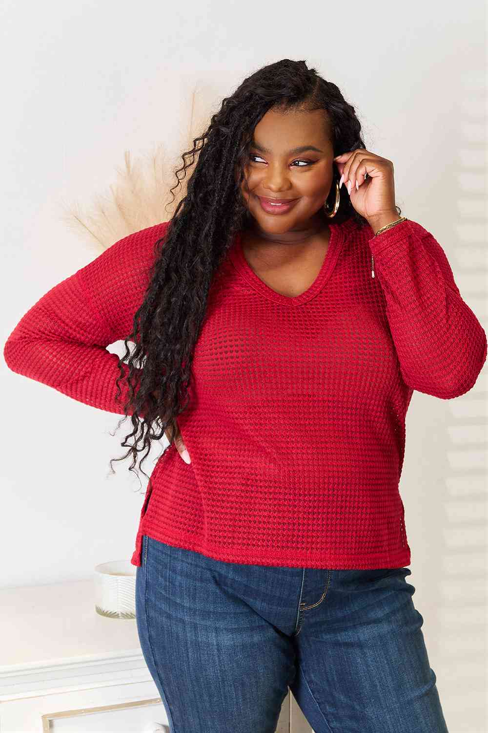 Culture Code Full Size Wide Notch Relax Top, Also in Plus sizes-Trendsi-SatinBoutique