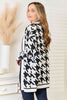 Woven Right Houndstooth Open Front Longline Cardigan-Trendsi-SatinBoutique