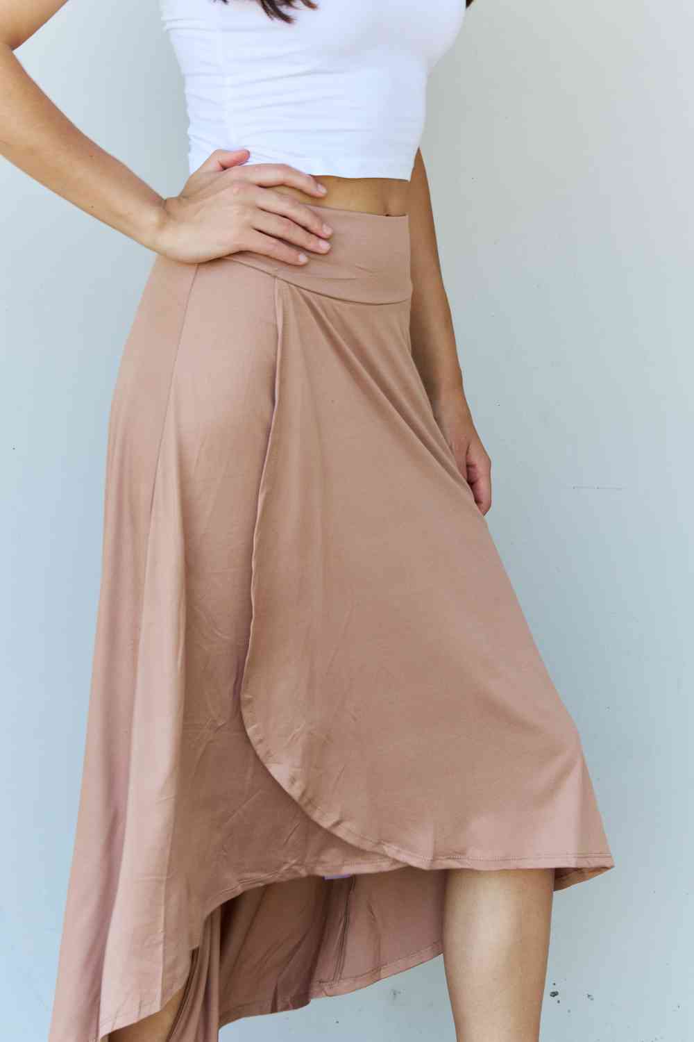 Ninexis First Choice High Waisted Flare Maxi Skirt in Camel-Trendsi-SatinBoutique